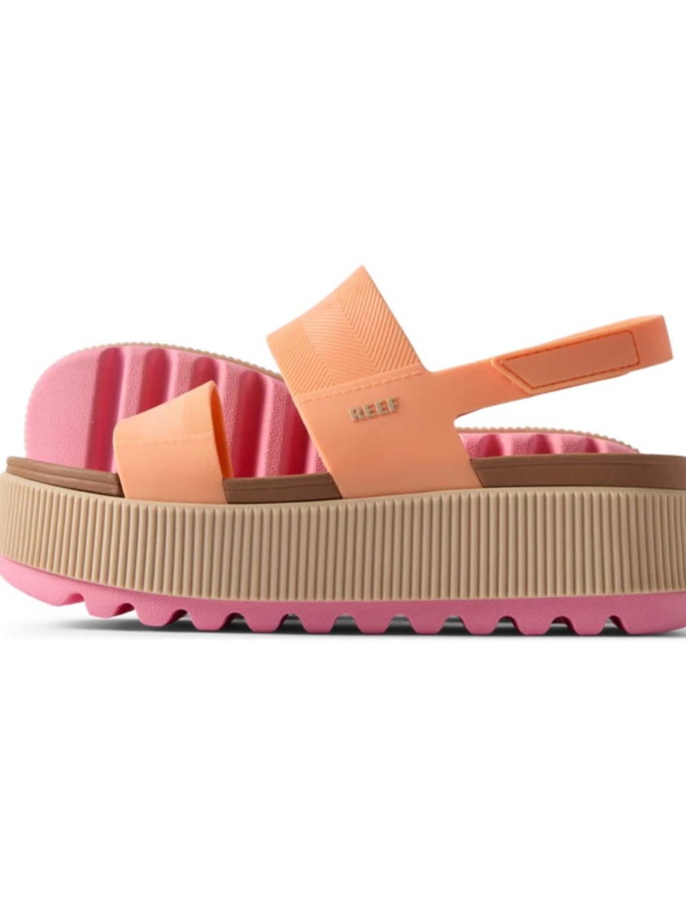 Coral Pink Platform Slide Sandals - Picture 2 of 10